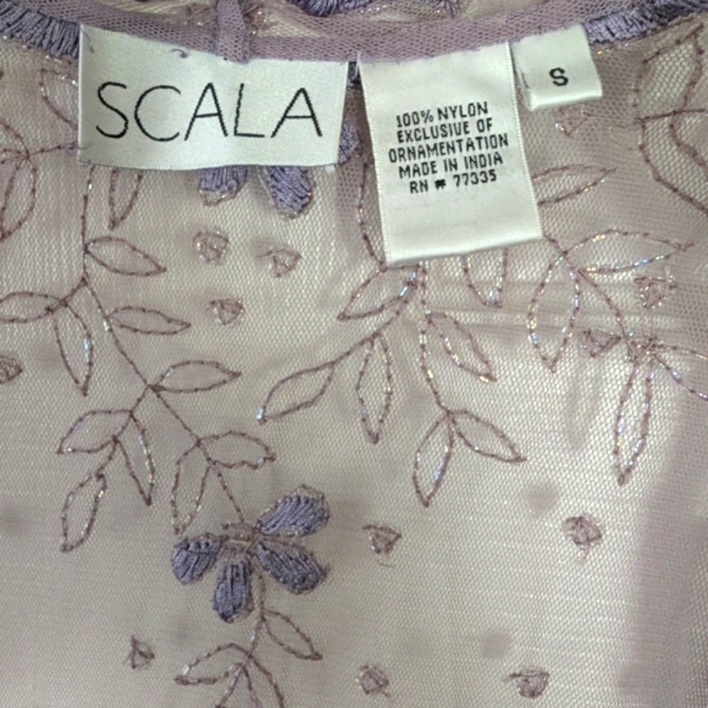 NWOT Scala Sheer Lavender Beaded Embroidered Bolero Jacket Sz S - Picture 7 of 15